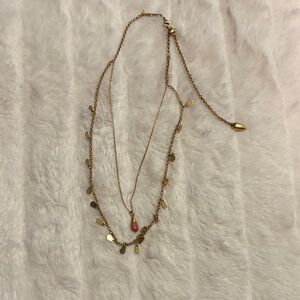 Kendra Scott Gold Layered Necklace with Pendant and Heart Charms